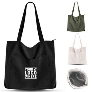 Elegant Corduroy Tote Bag with Adjustable Strap